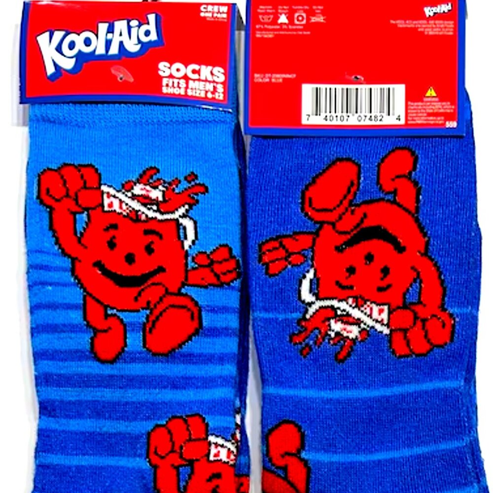 Men's Fashion Novelty Casual Fun KOOL AID Crew SOCKS Size 6-12